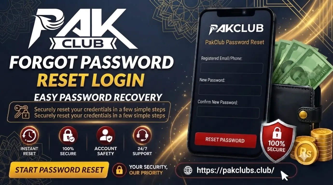 Pak Club forgot password reset login step by step guide Pakistan 2026